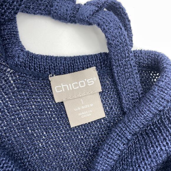 CHICOS Womens Knit Shirt Size 1 / US M Knit Crossback Pullover Top 3/4 Sleeve - Picture 4 of 7